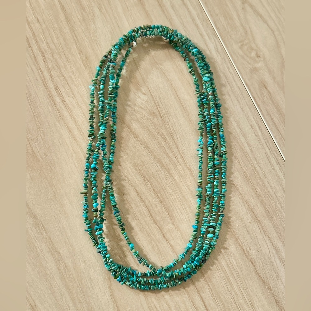 SOLD Navajo Handmade Long 85” Multi-strand Turquoise Beaded Vinatge Necklace